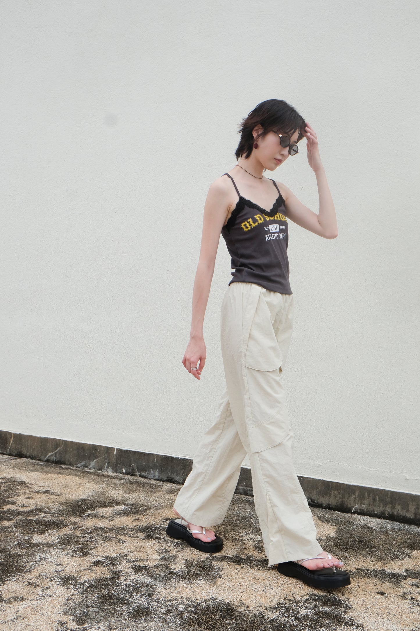 ✨推!"Old School" Lace Cami (Charcoal)