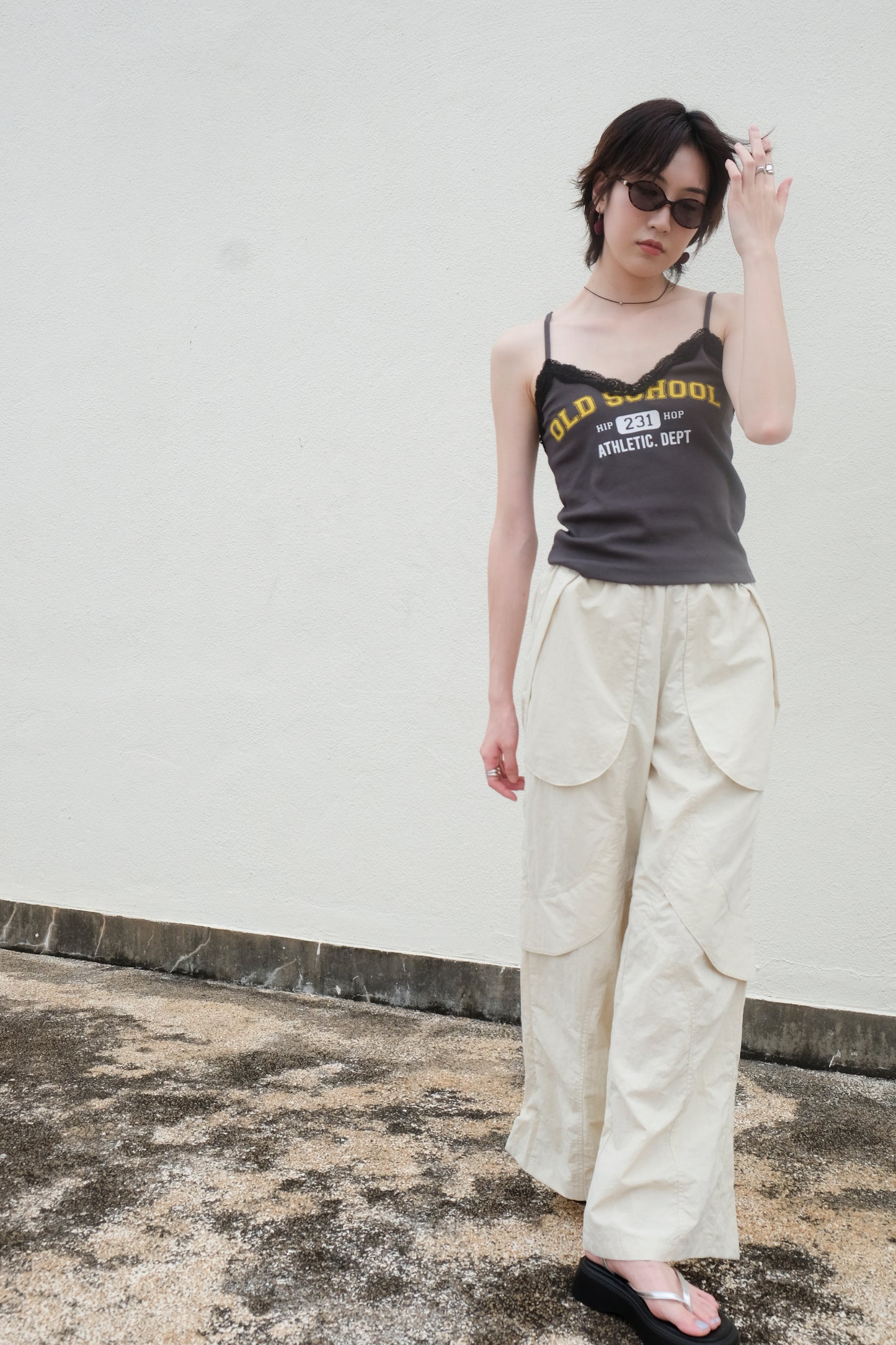 ✨推!"Old School" Lace Cami (Charcoal)