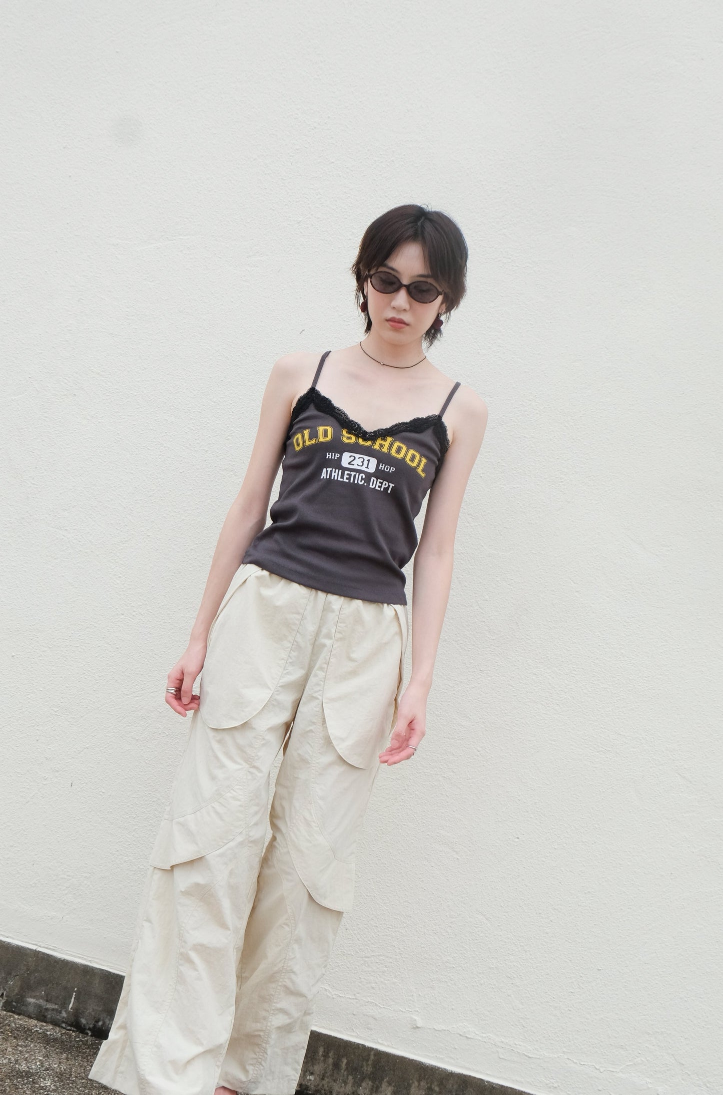 ✨推!"Old School" Lace Cami (Charcoal)