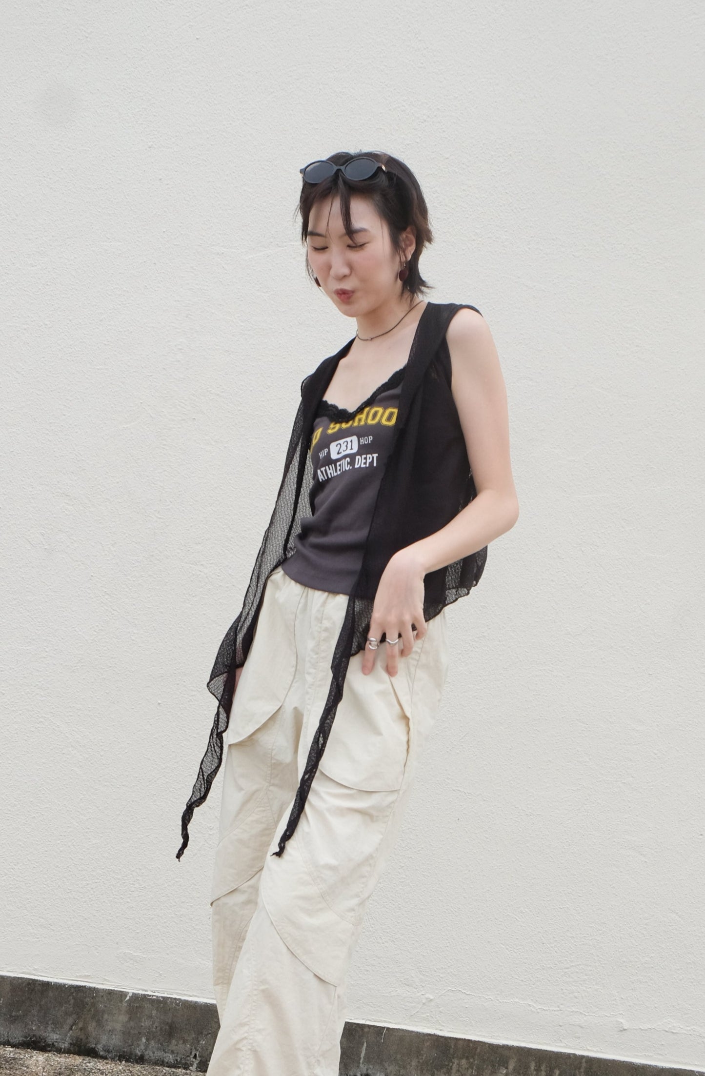 ✨推!"Old School" Lace Cami (Charcoal)
