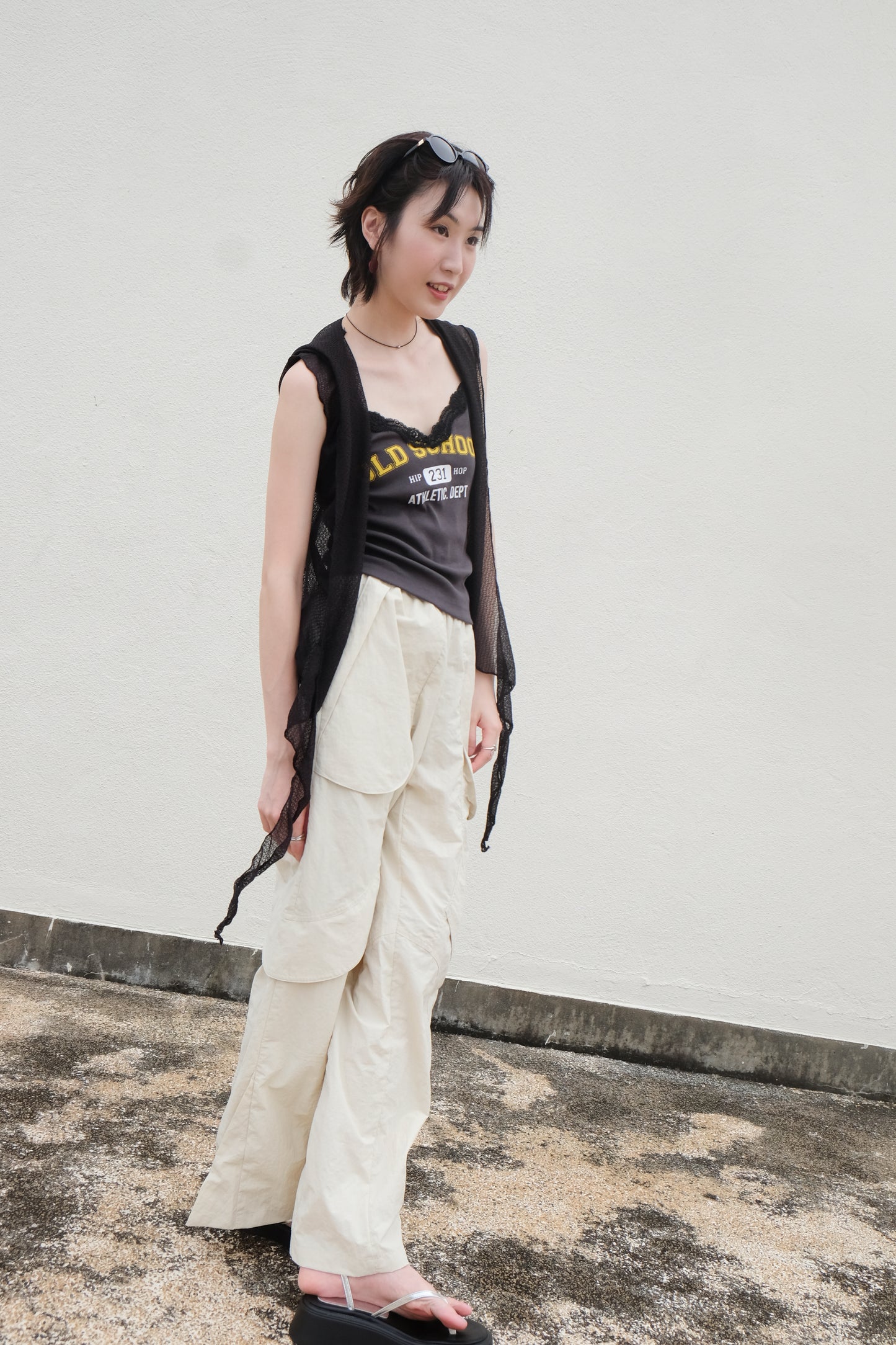 ✨推!"Old School" Lace Cami (Charcoal)