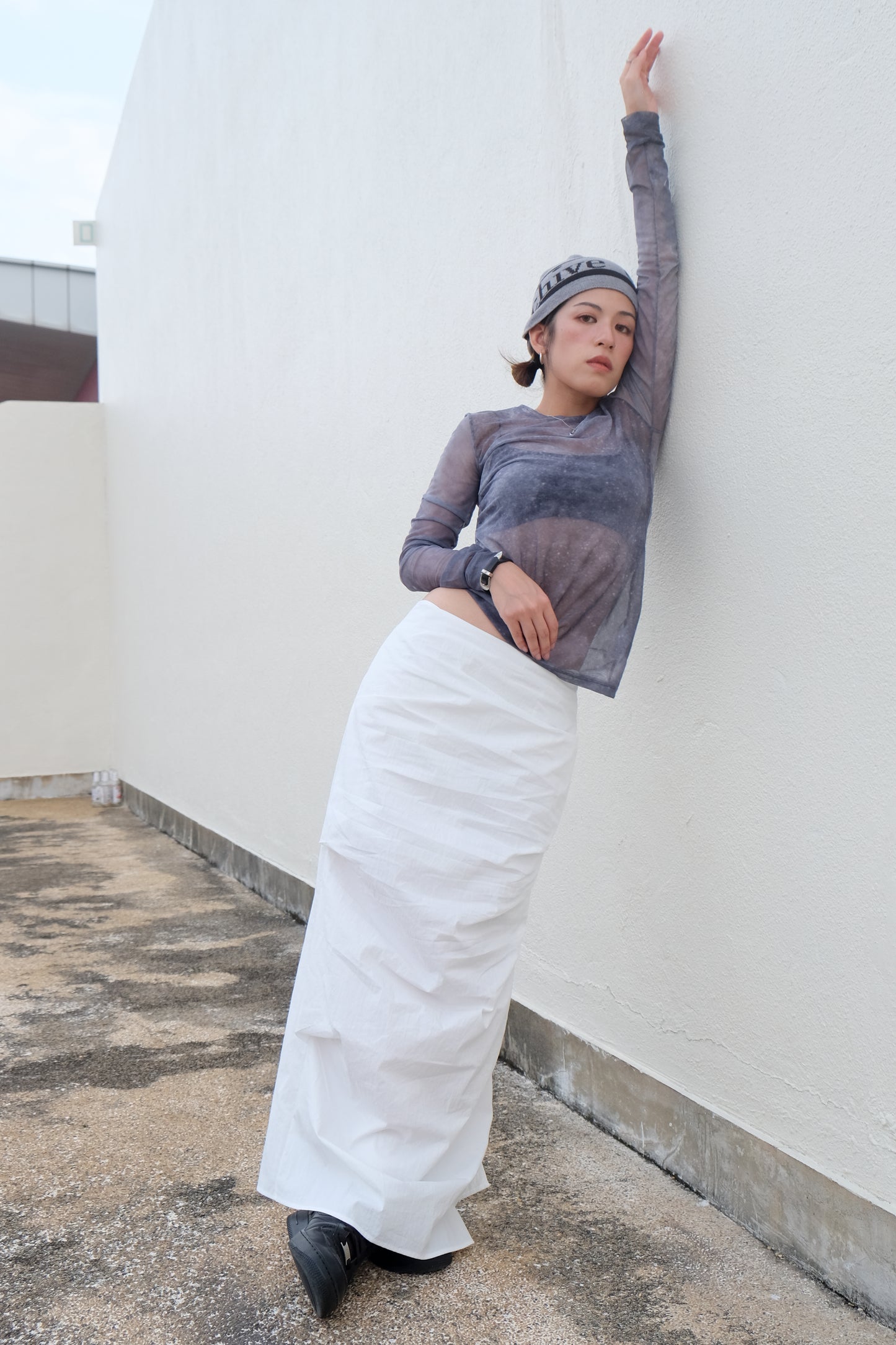 ✨推!"Shiina" Gathered Skirt (White)