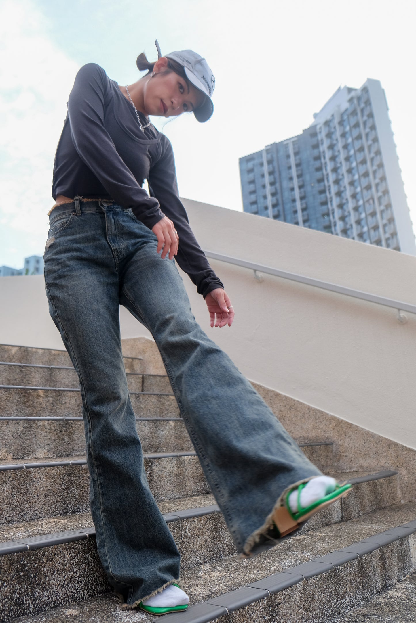 "Ayumi" Retro Bootcut Washed Jeans