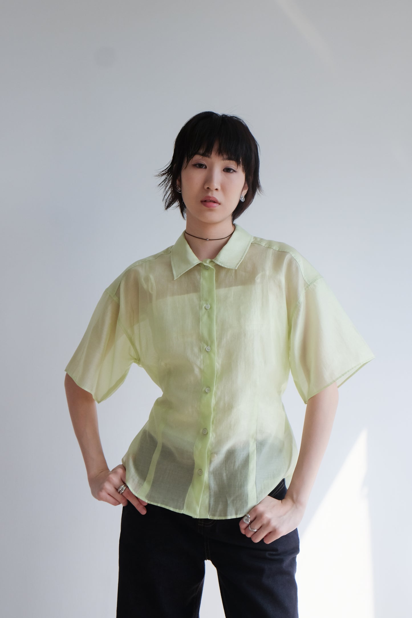 Lime 2-way See-through Shirt