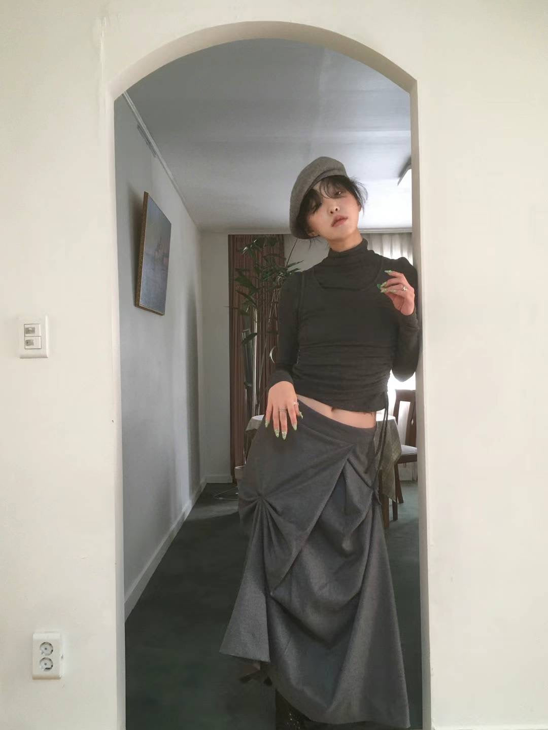 "Dahlia" 3D Bows Skirt (Grey)