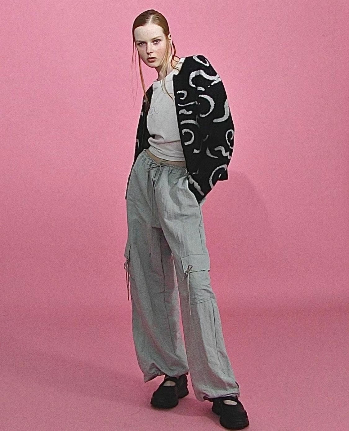 ✨推!"Yin Yang" Wool Knit Zip Jacket (Black)