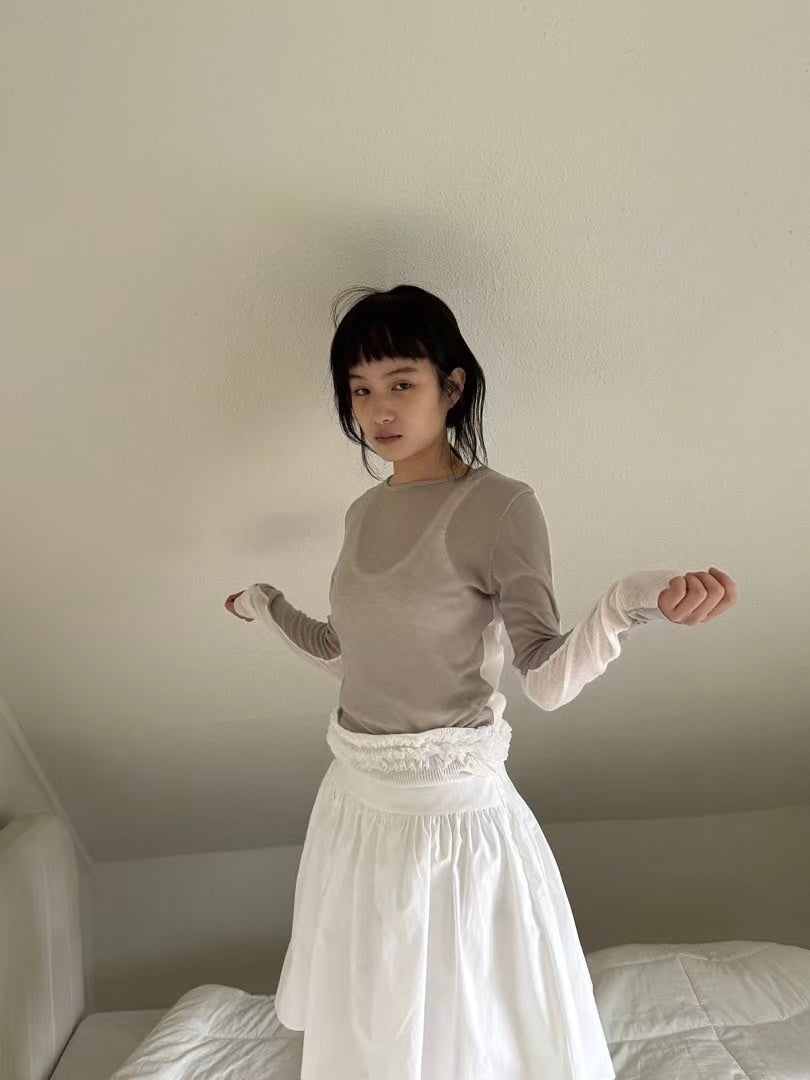 Ruffle Rim Tank Top (White)