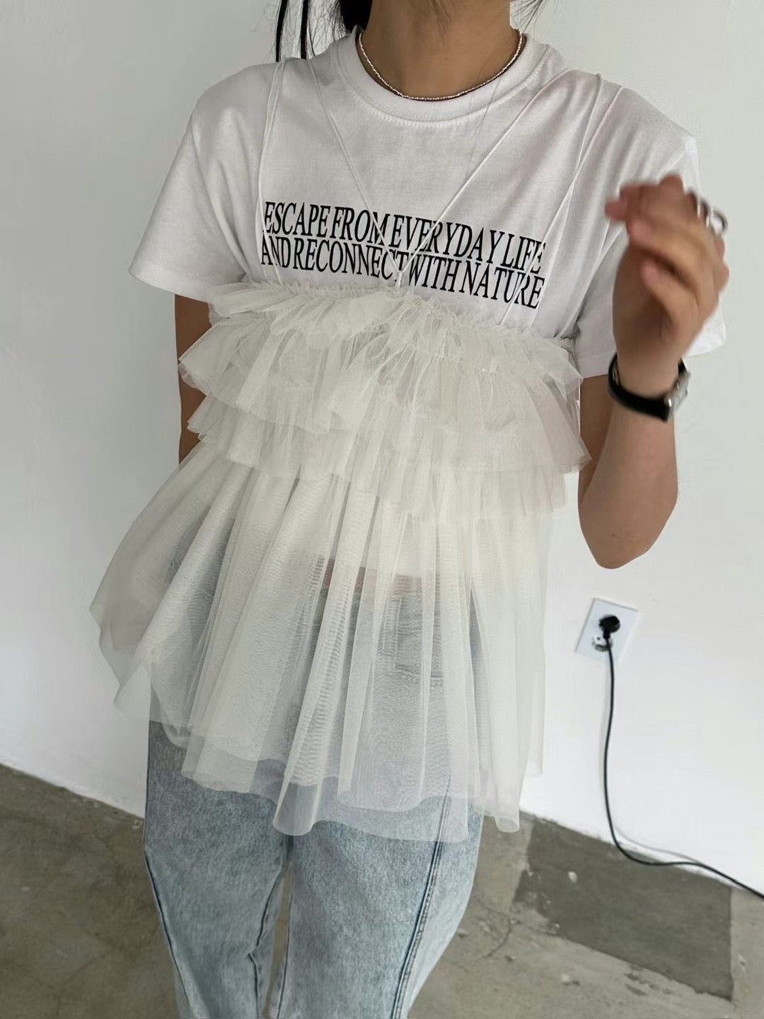 ✨推!"Pompom" Tulle Top