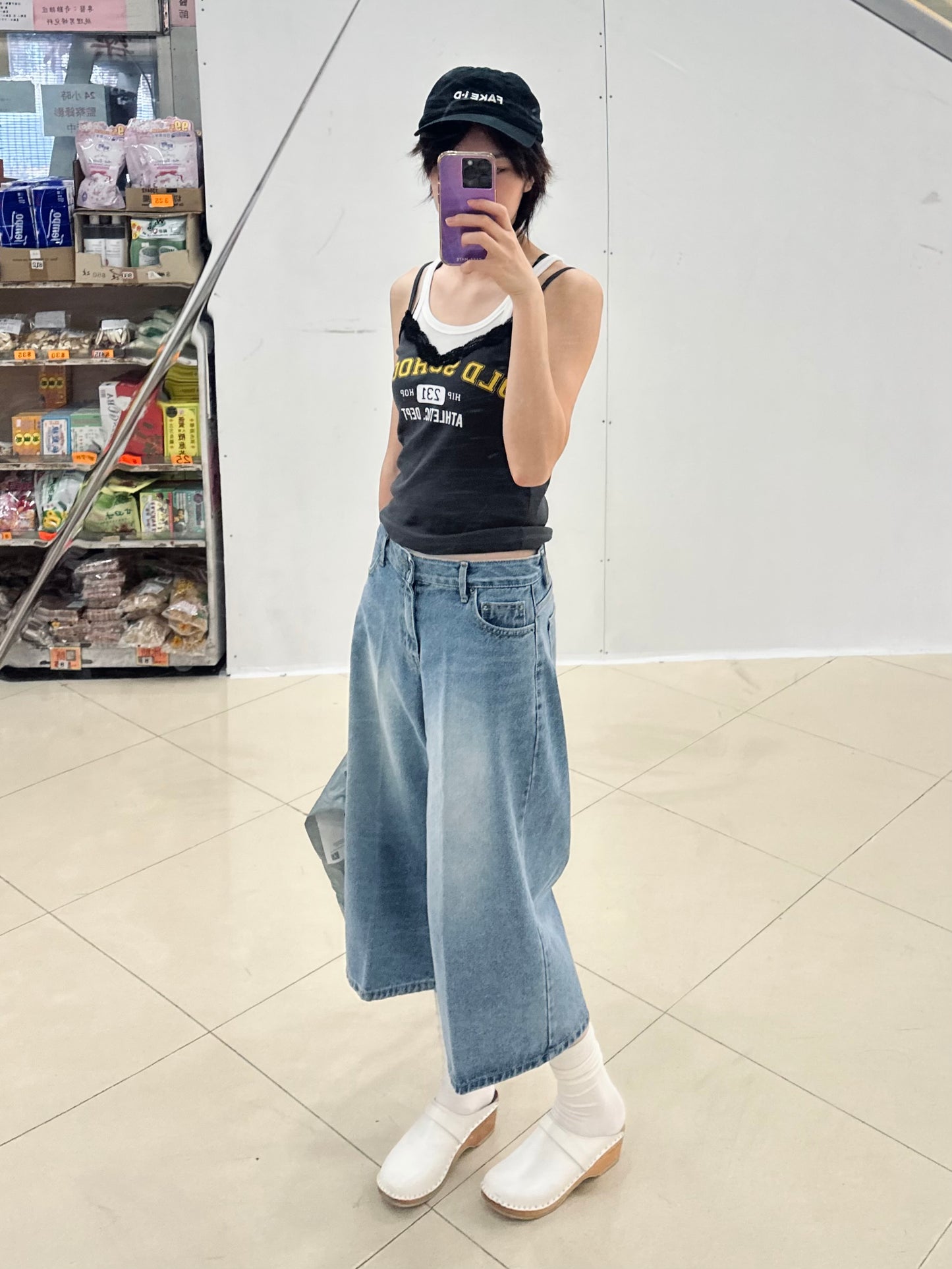 ✨推!"Old School" Lace Cami (Charcoal)