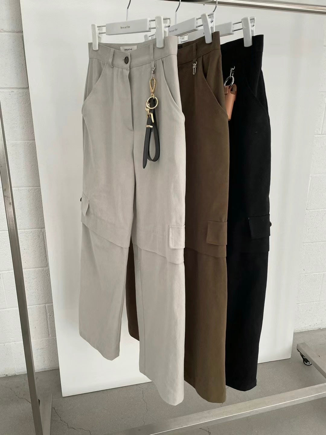 ✨推!"Jesse" Cargo Pants with Buckles (Ivory)