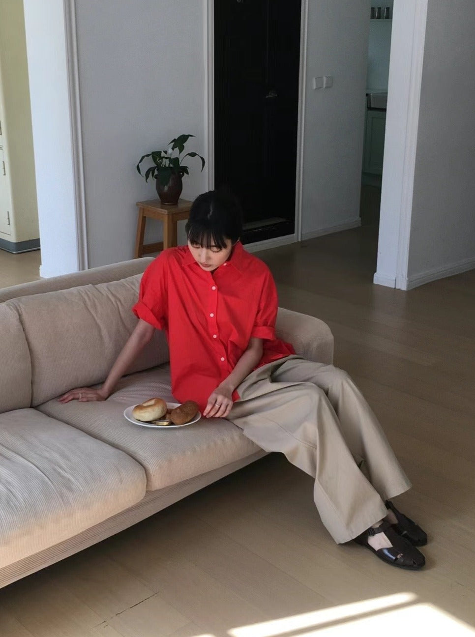 連線優惠/ Relaxed Short Sleeved Shirt
