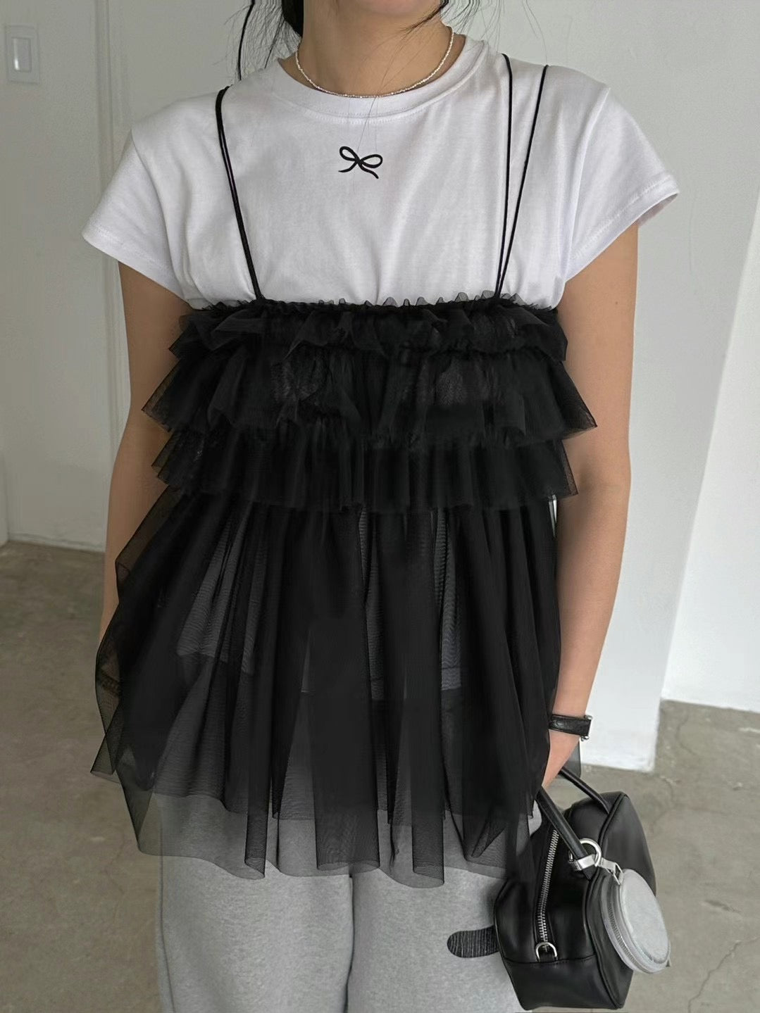 ✨推!"Pompom" Tulle Top