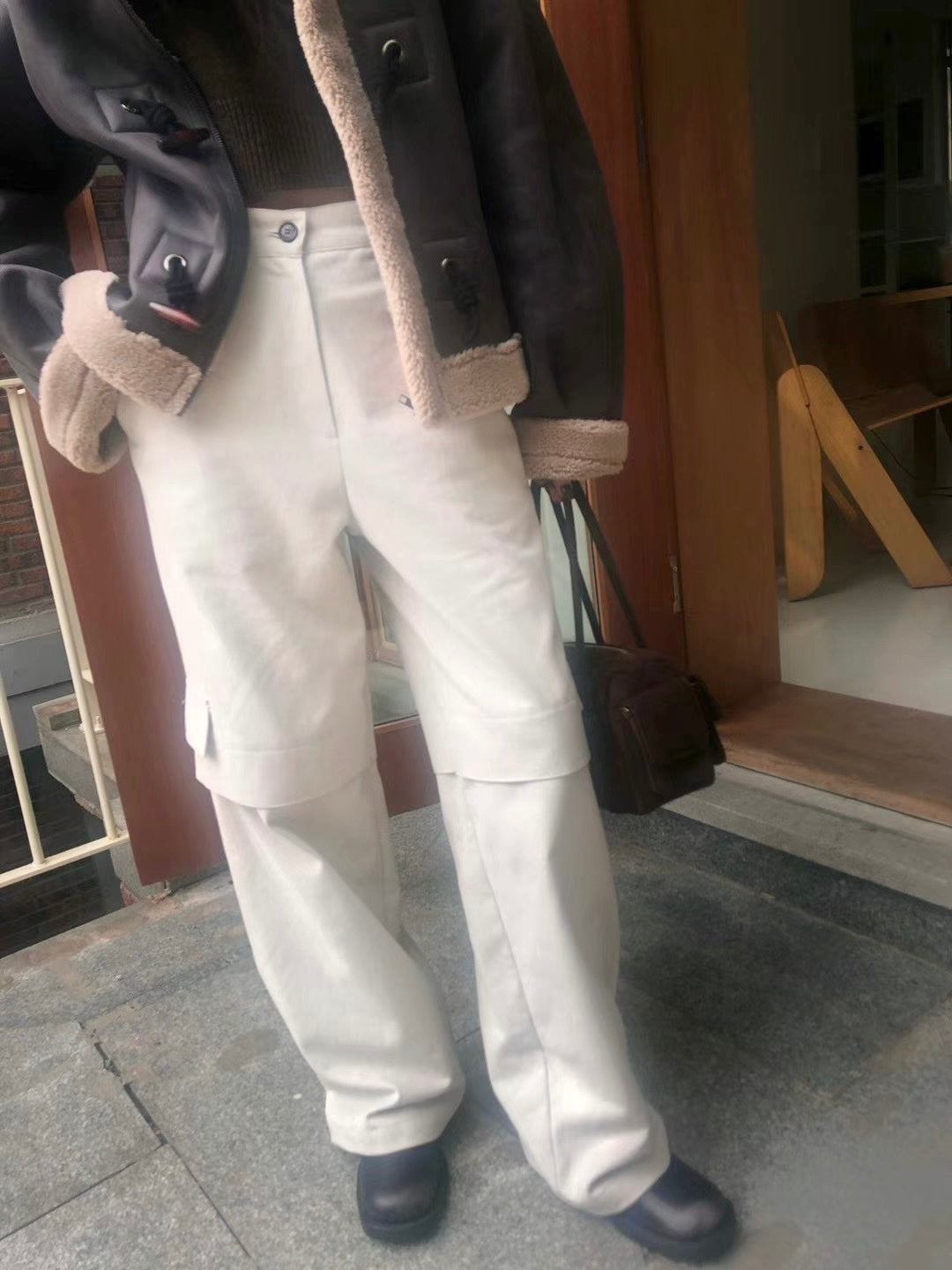 ✨推!"Jesse" Cargo Pants with Buckles (Ivory)