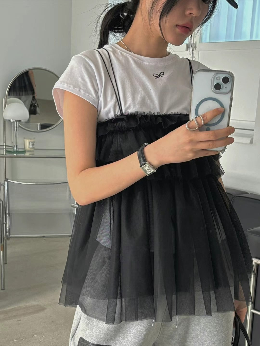 ✨推!"Pompom" Tulle Top