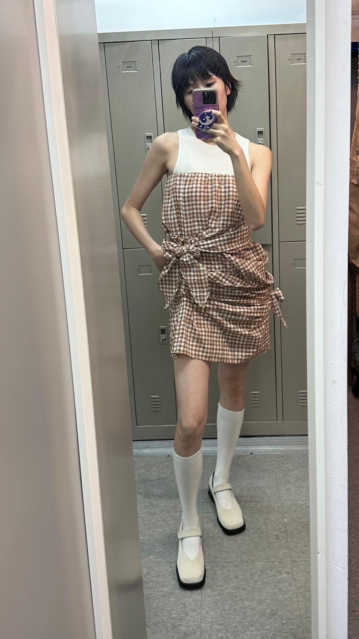 2-way Gingham Knots Top/ Skirt (Blue)
