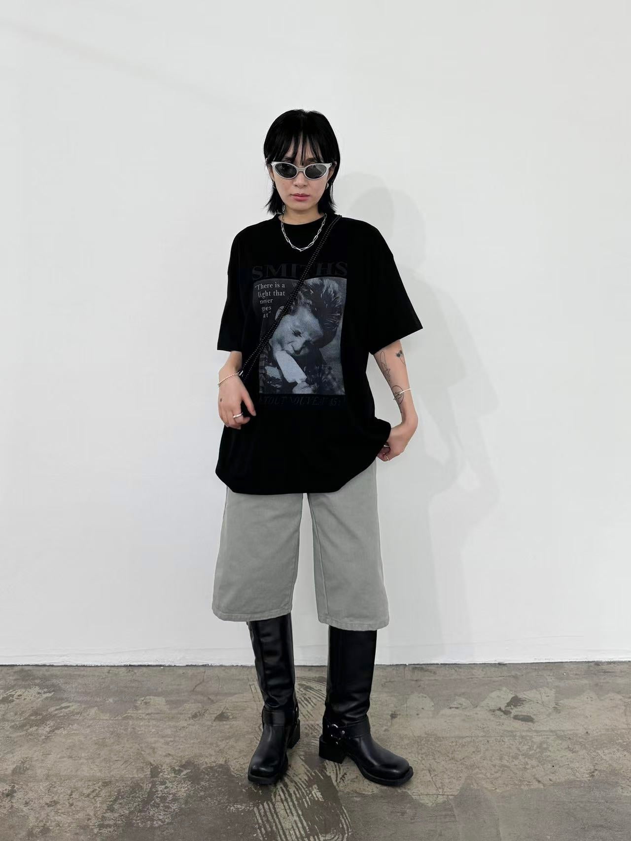 Boxy Mid-length Jorts (Charcoal/ Grey)