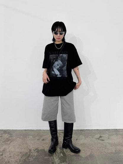 Boxy Mid-length Jorts (Charcoal/ Grey)