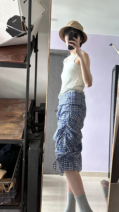 2-way Gingham Knots Top/ Skirt (Blue)