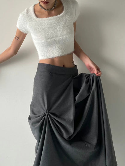"Dahlia" 3D Bows Skirt (Grey)