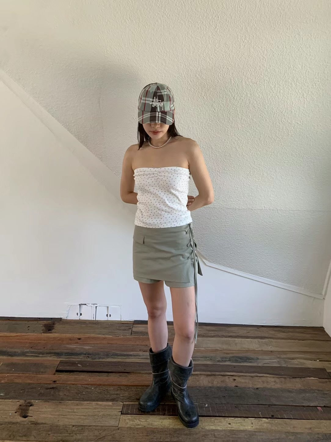 ✨推！"Lipa" Lace-up Layered Skorts (Army Green)
