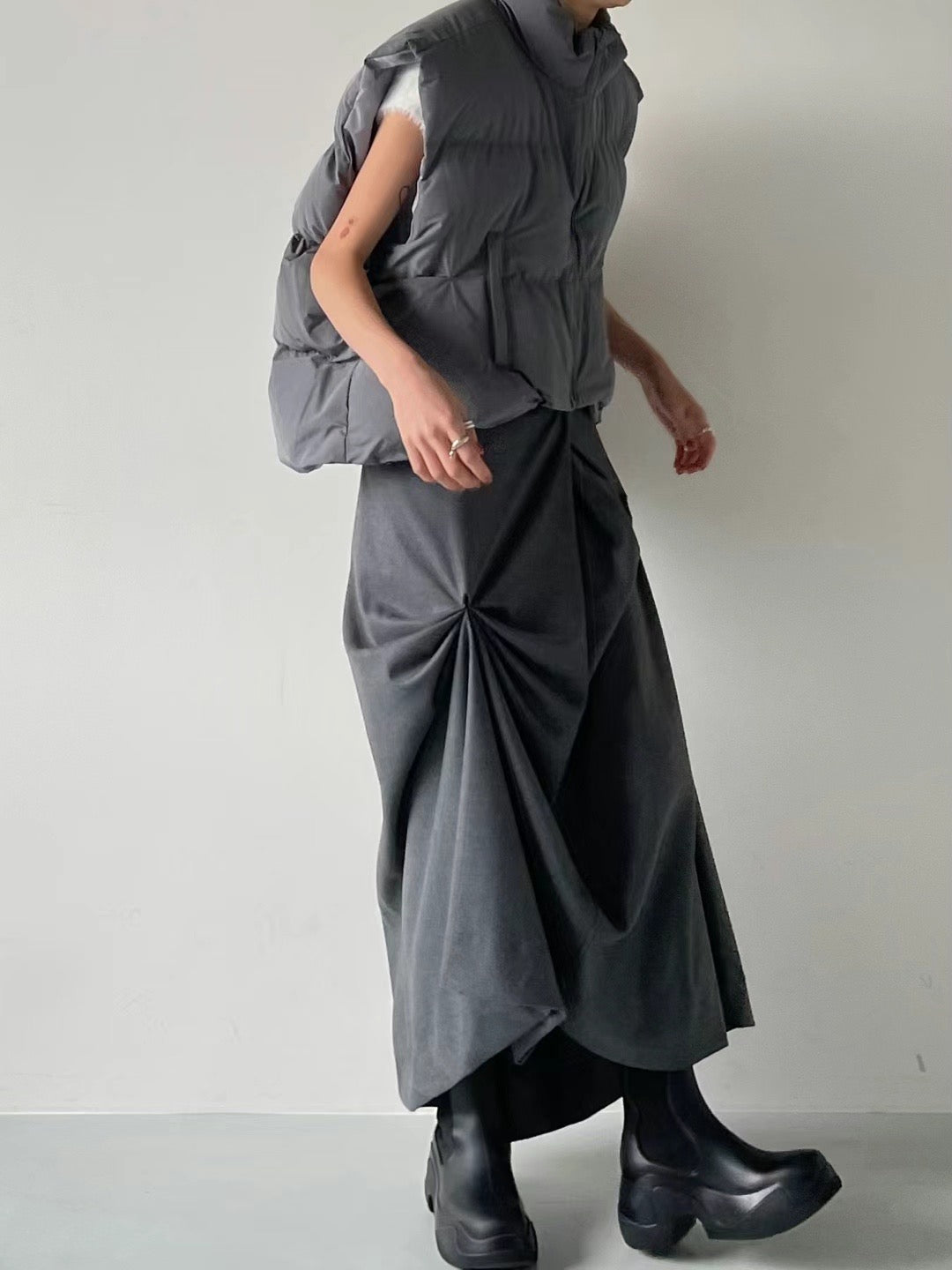 "Dahlia" 3D Bows Skirt (Grey)