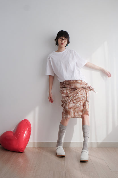2-way Gingham Knots Top/ Skirt (Brown)