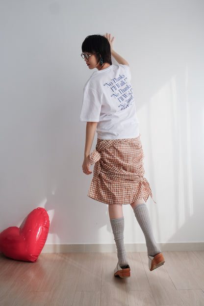 2-way Gingham Knots Top/ Skirt (Brown)