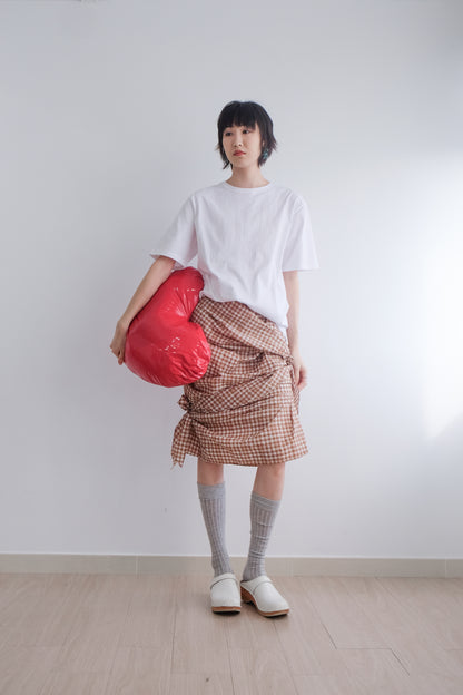 2-way Gingham Knots Top/ Skirt (Brown)