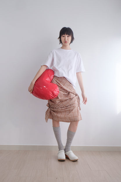 2-way Gingham Knots Top/ Skirt (Brown)