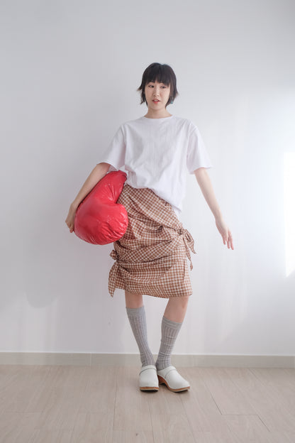 2-way Gingham Knots Top/ Skirt (Brown)