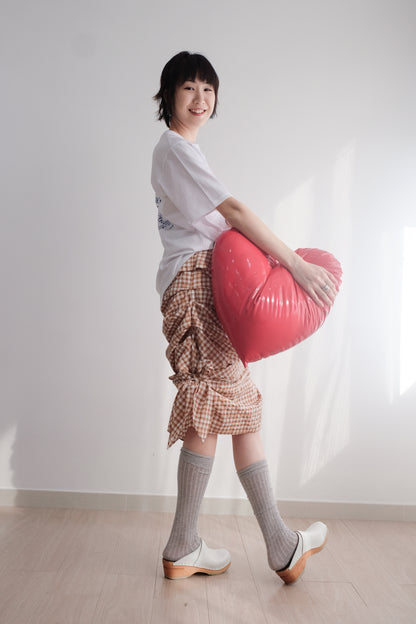 2-way Gingham Knots Top/ Skirt (Brown)