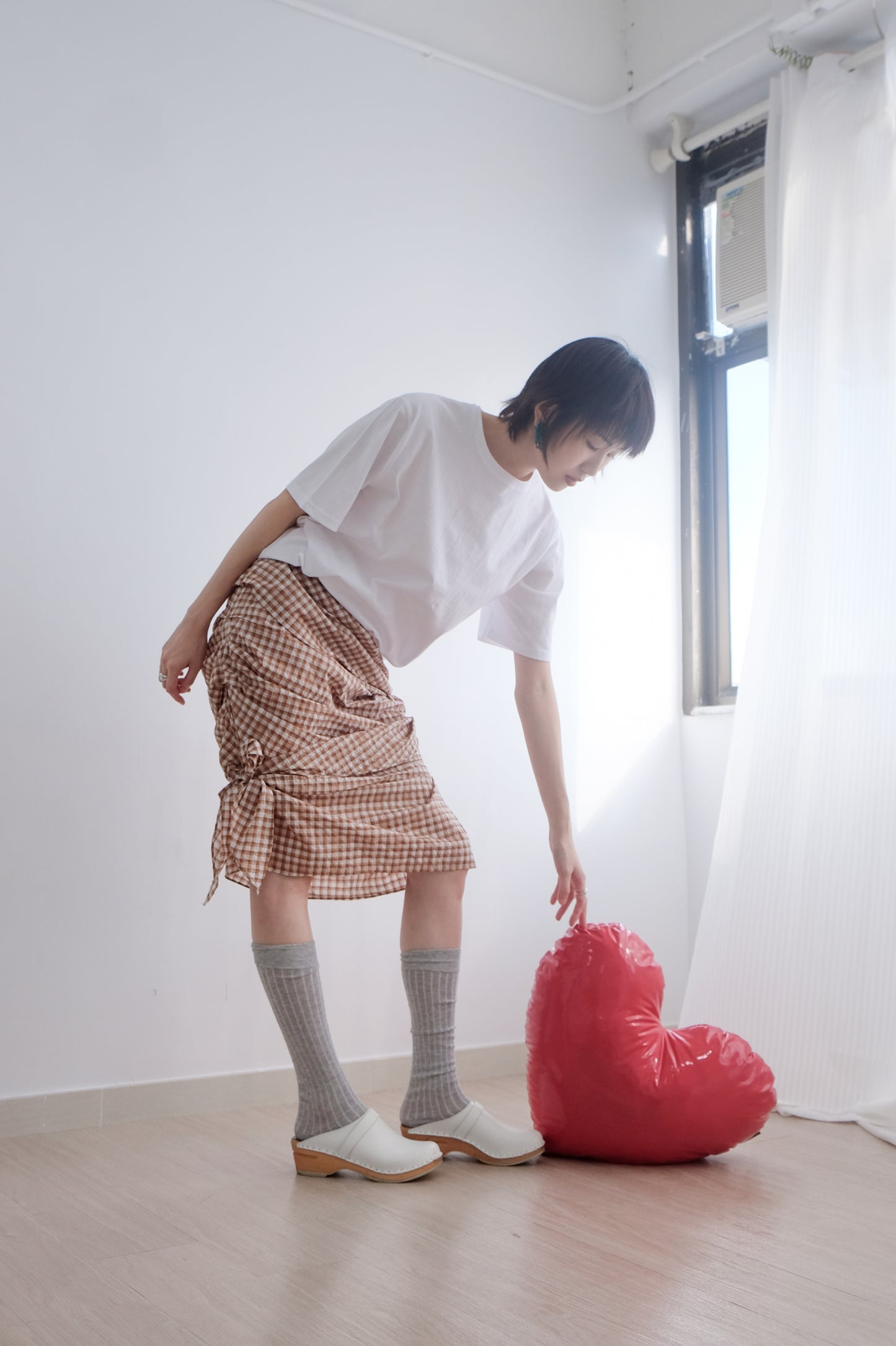 2-way Gingham Knots Top/ Skirt (Brown)