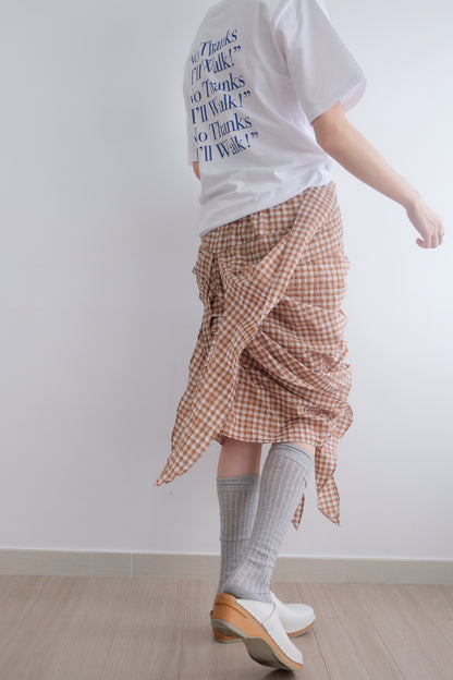 2-way Gingham Knots Top/ Skirt (Brown)