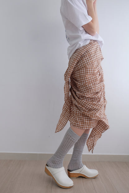 2-way Gingham Knots Top/ Skirt (Brown)