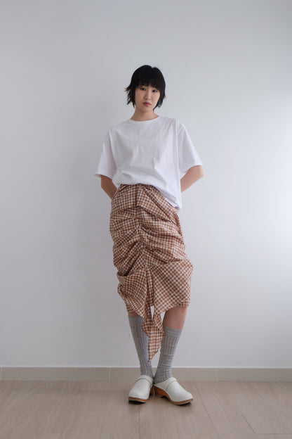 2-way Gingham Knots Top/ Skirt (Brown)