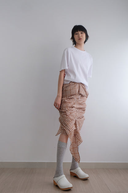 2-way Gingham Knots Top/ Skirt (Brown)