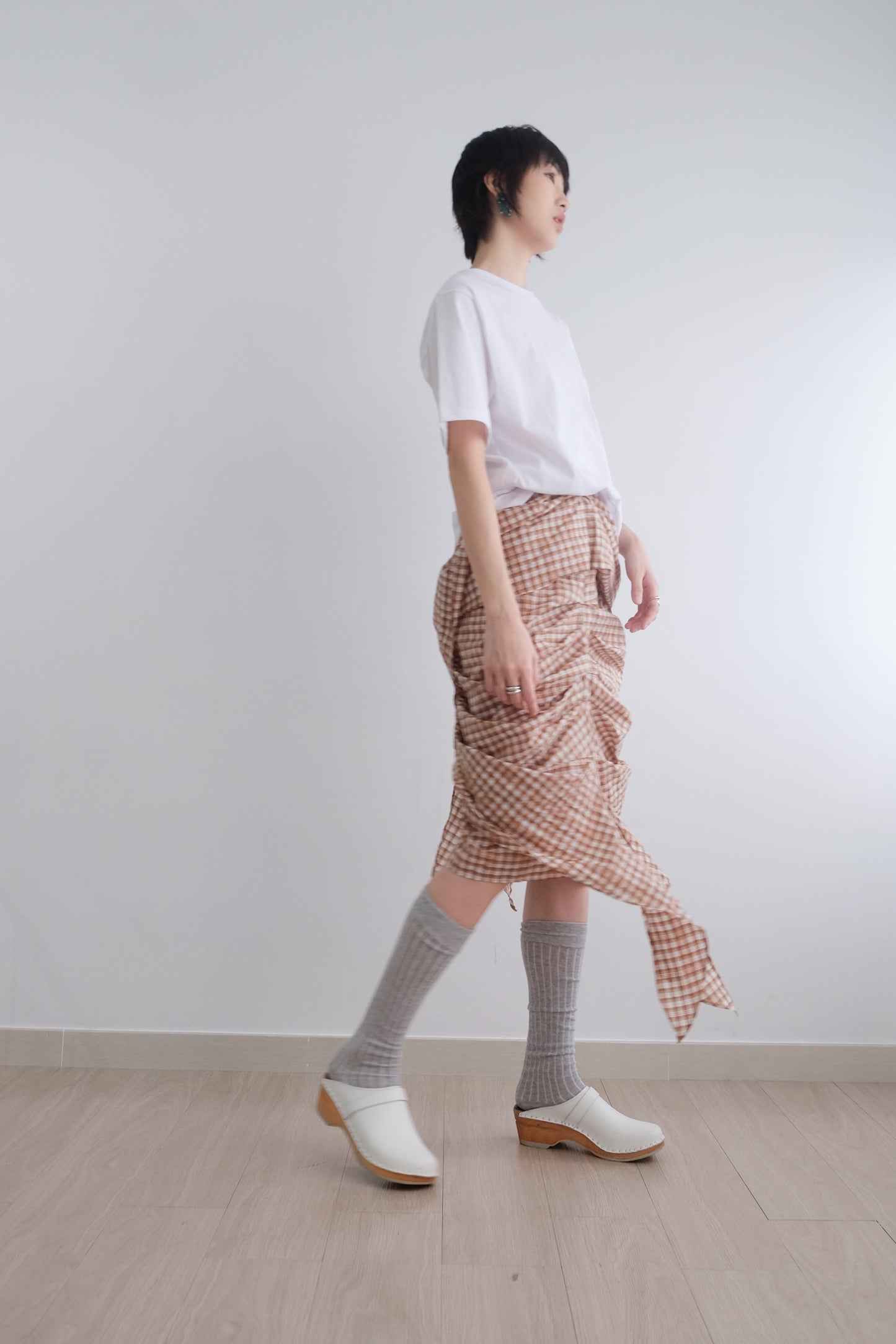 2-way Gingham Knots Top/ Skirt (Brown)