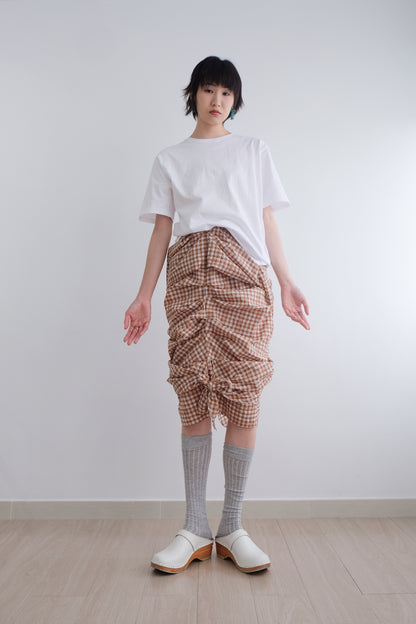 2-way Gingham Knots Top/ Skirt (Brown)