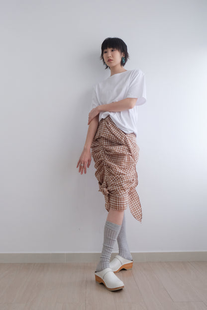 2-way Gingham Knots Top/ Skirt (Brown)