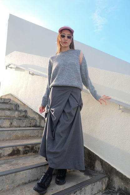 "Dahlia" 3D Bows Skirt (Grey)