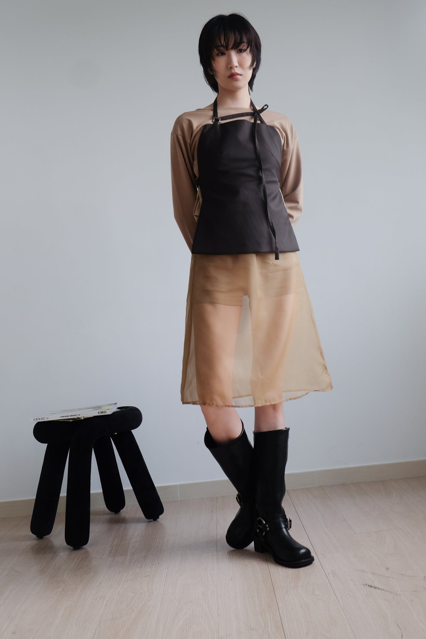 "Tiff" 50%Wool Backless Corset (Brown)