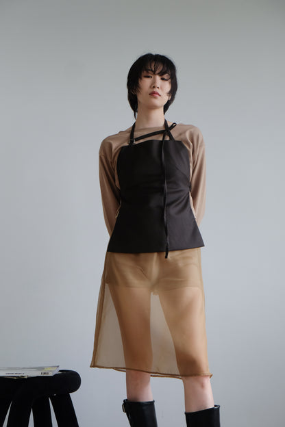 "Tiff" 50%Wool Backless Corset (Brown)