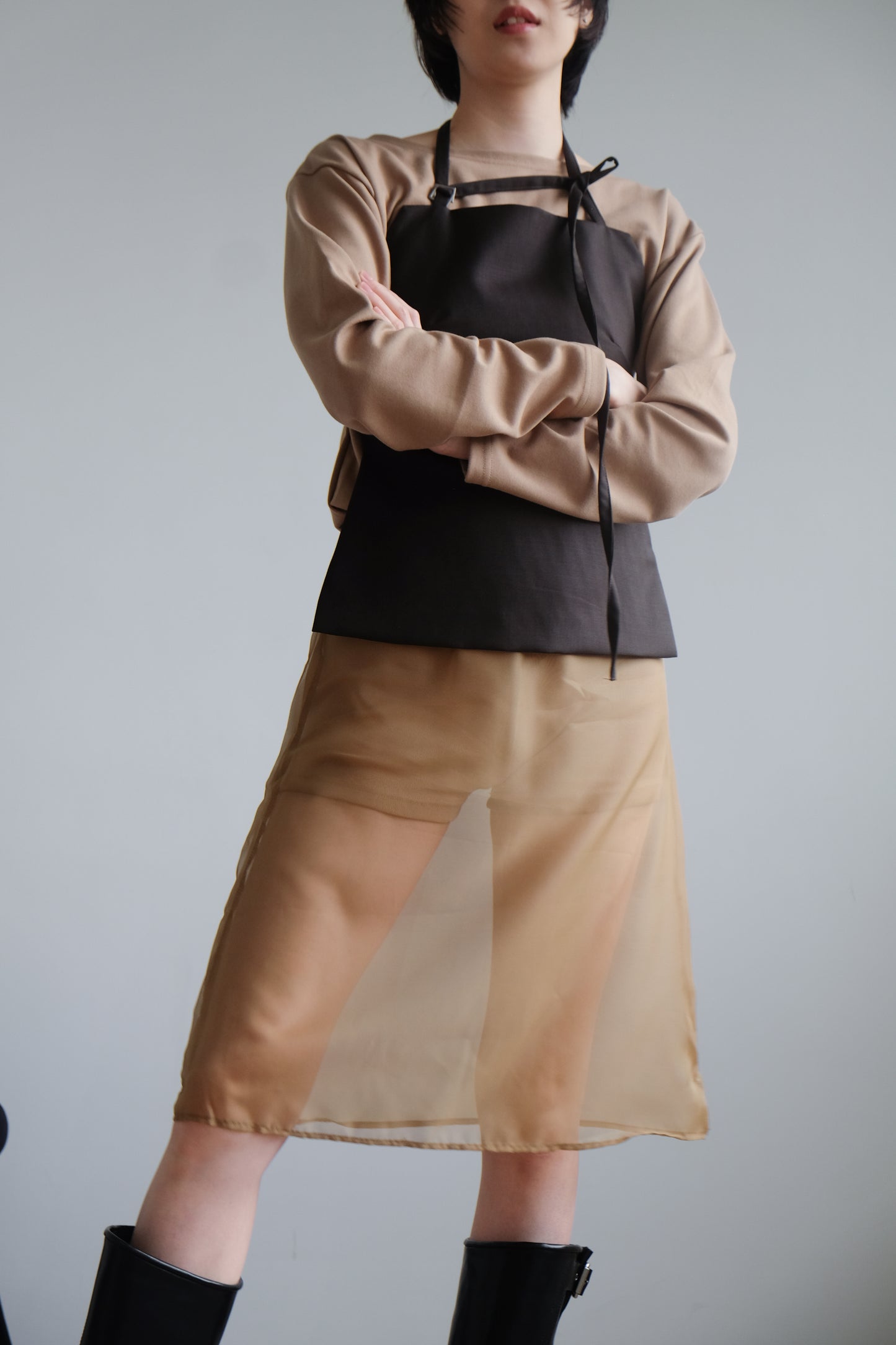 "Tiff" 50%Wool Backless Corset (Brown)