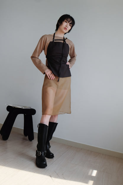 "Tiff" 50%Wool Backless Corset (Brown)