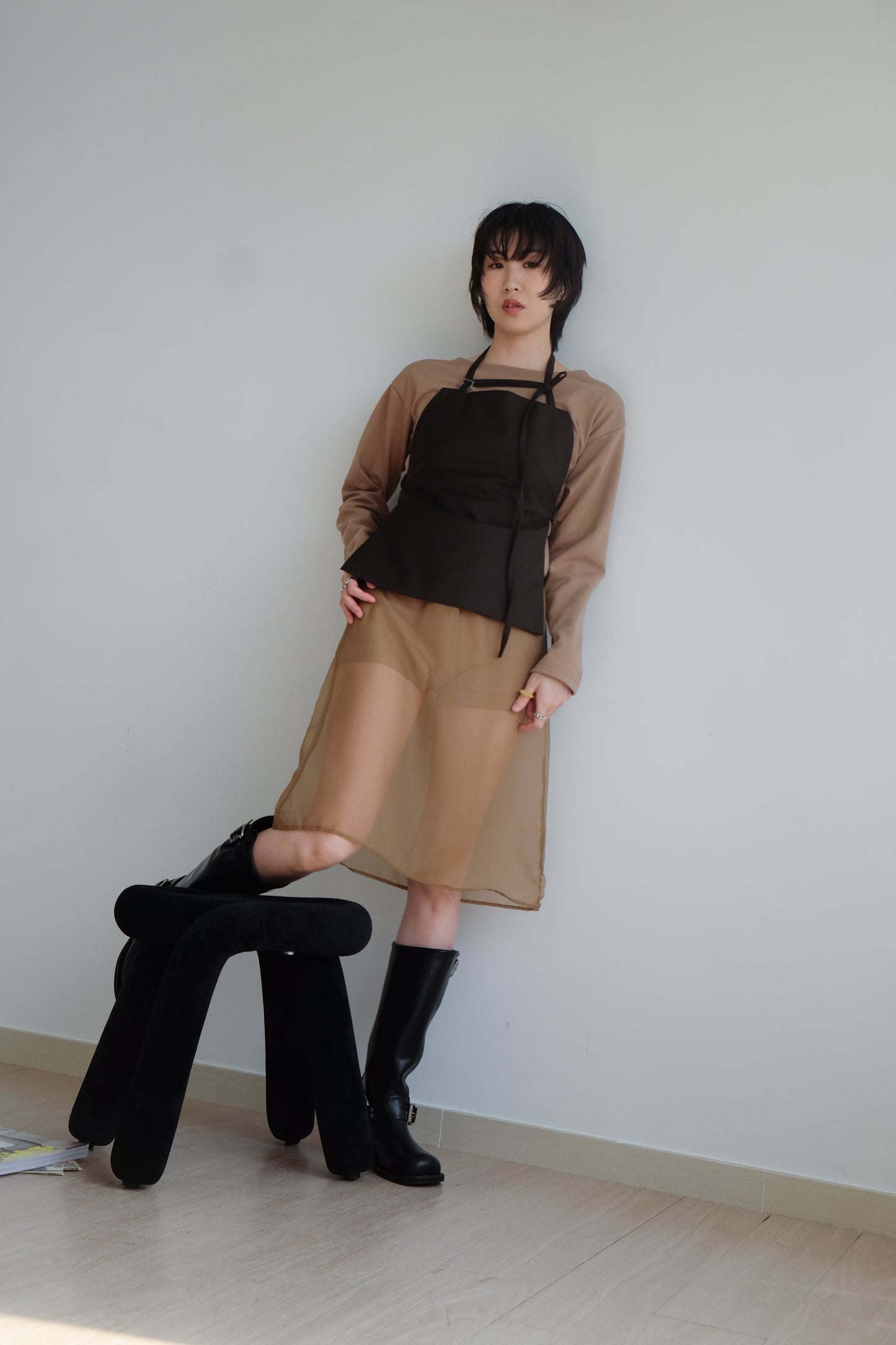 "Tiff" 50%Wool Backless Corset (Brown)