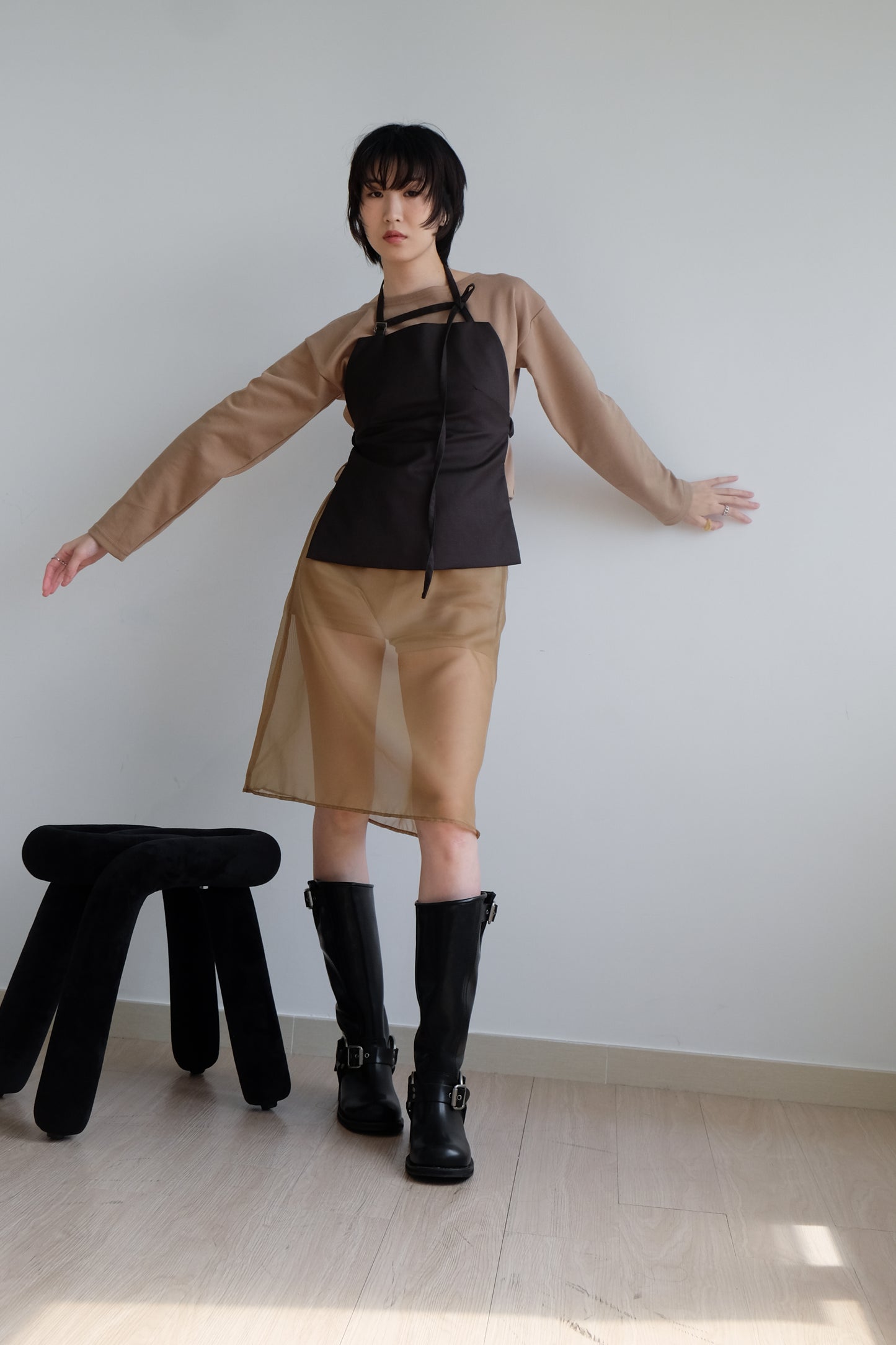 "Tiff" 50%Wool Backless Corset (Brown)