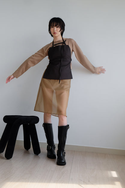 "Tiff" 50%Wool Backless Corset (Brown)