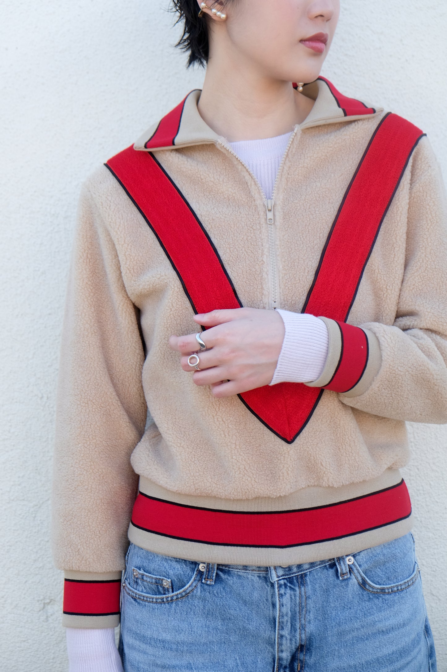 ✨推！"Red V" Fleece Retro Pullover