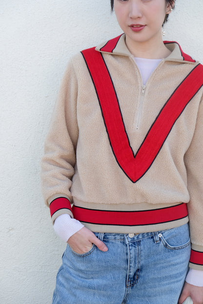 ✨推！"Red V" Fleece Retro Pullover