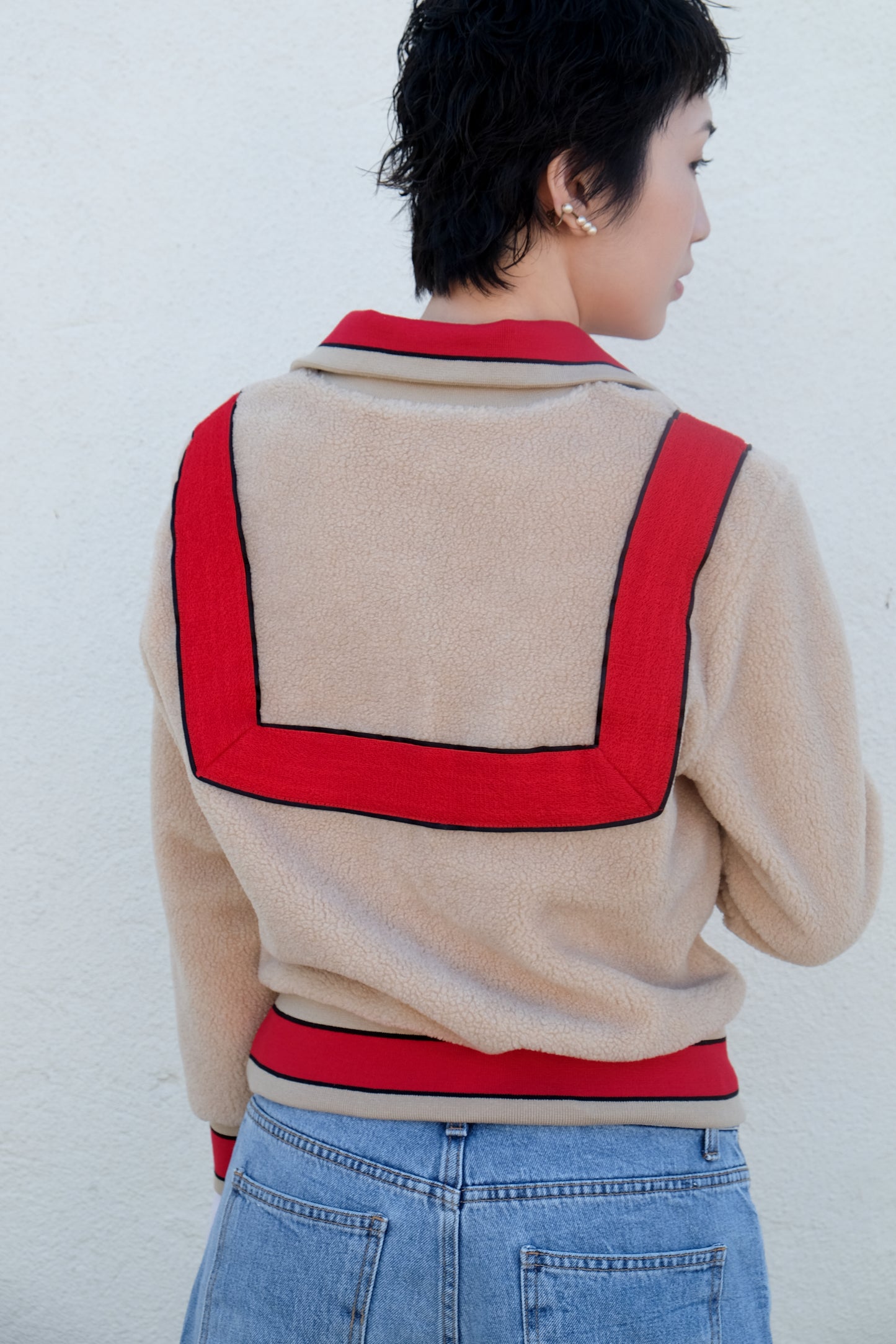 ✨推！"Red V" Fleece Retro Pullover